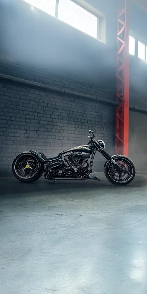 Custom Black Chopper Motorcycle 2K iPhone Wallpaper Background