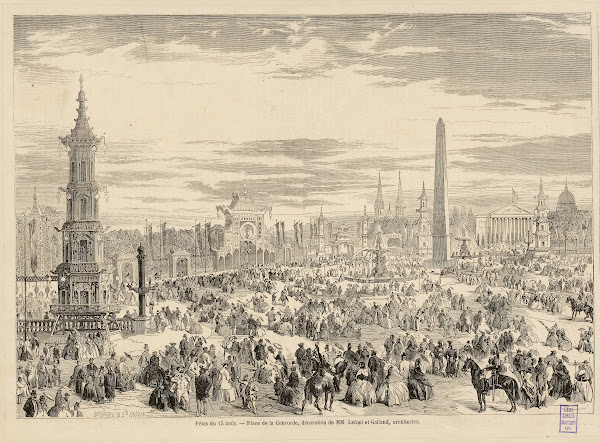 Fêtes du 15 août Place de la Concorde décoration de MM Lefuel et Galland archite
