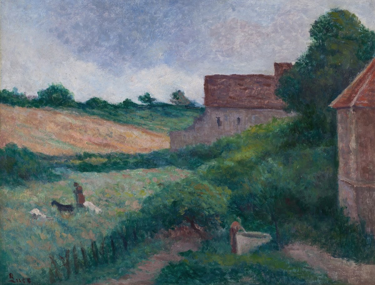 Rolleboise Les Fermes ou La chevrière et la fermière près du puits circa 1930