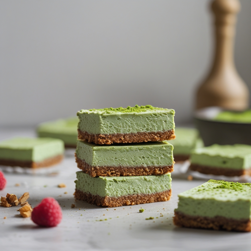 Matcha Raspberry Swirl Cheesecake Bars with Toasted Coconut Crust