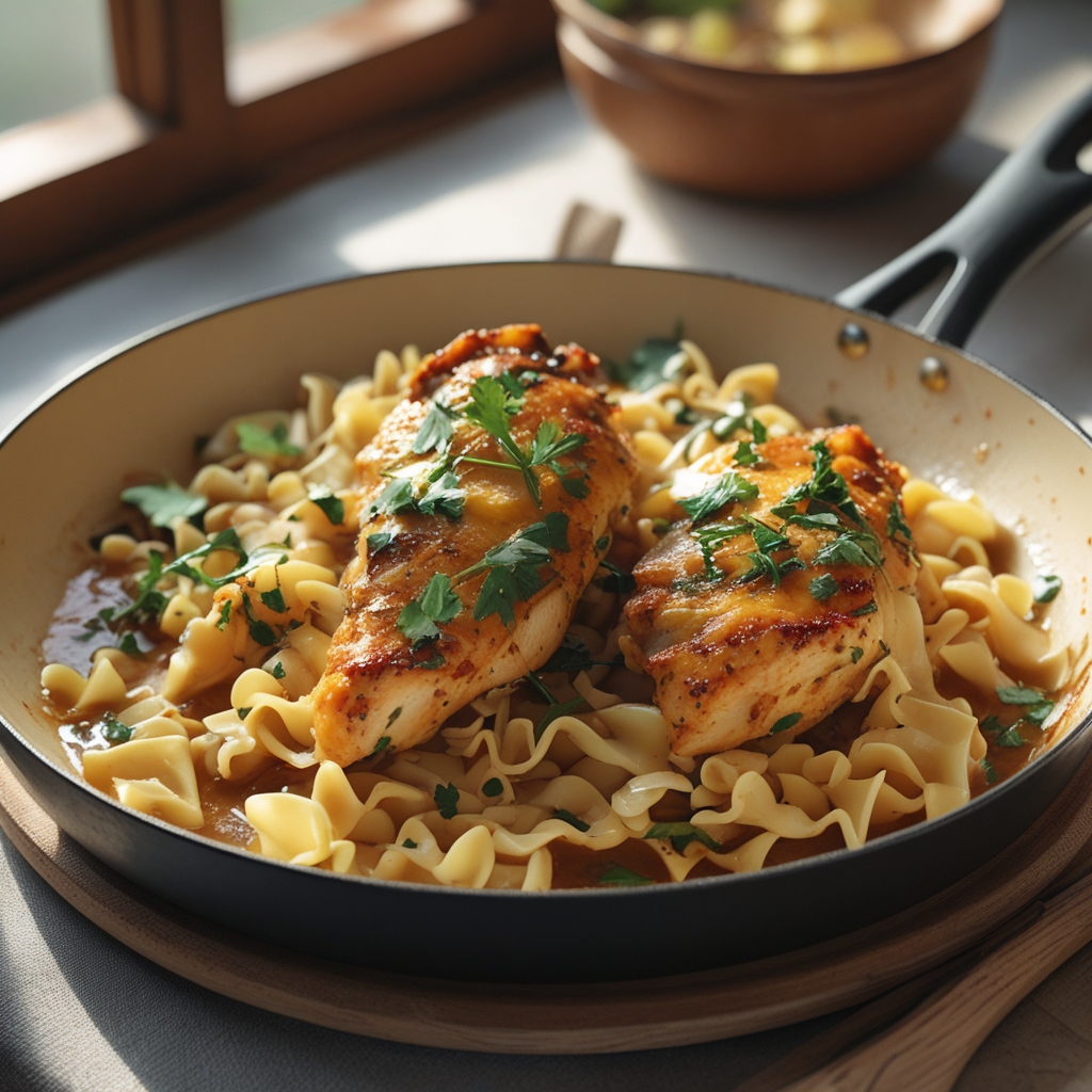 Savory One-Pan Chicken with Buttered Noodles Quick & Easy Weeknight Dinner
