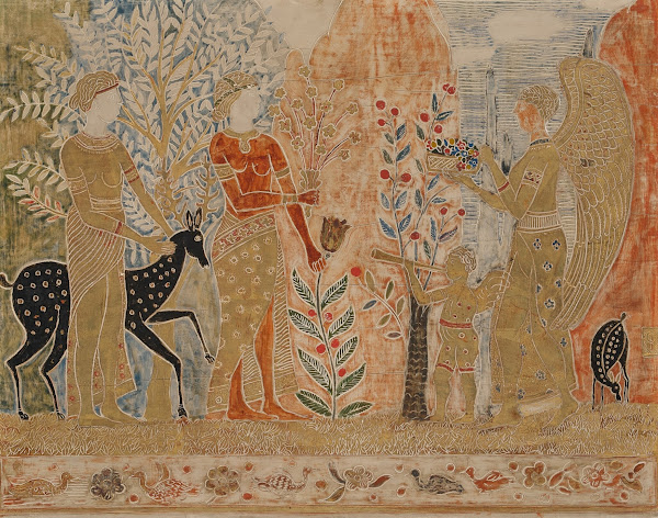 Four Figures and Animals in a Landscape circa1915 1917