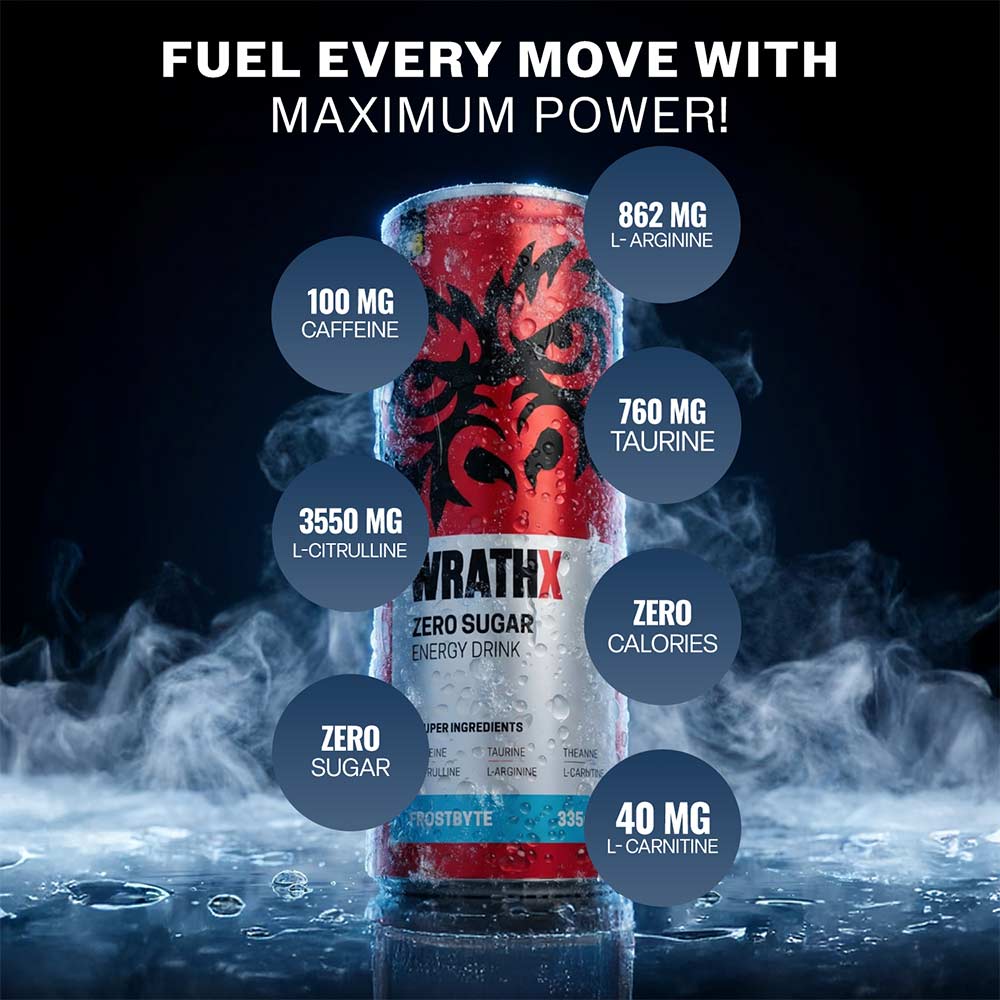 WrathX Energy Drink — Frostbyte (Pack of 6), 335 ml