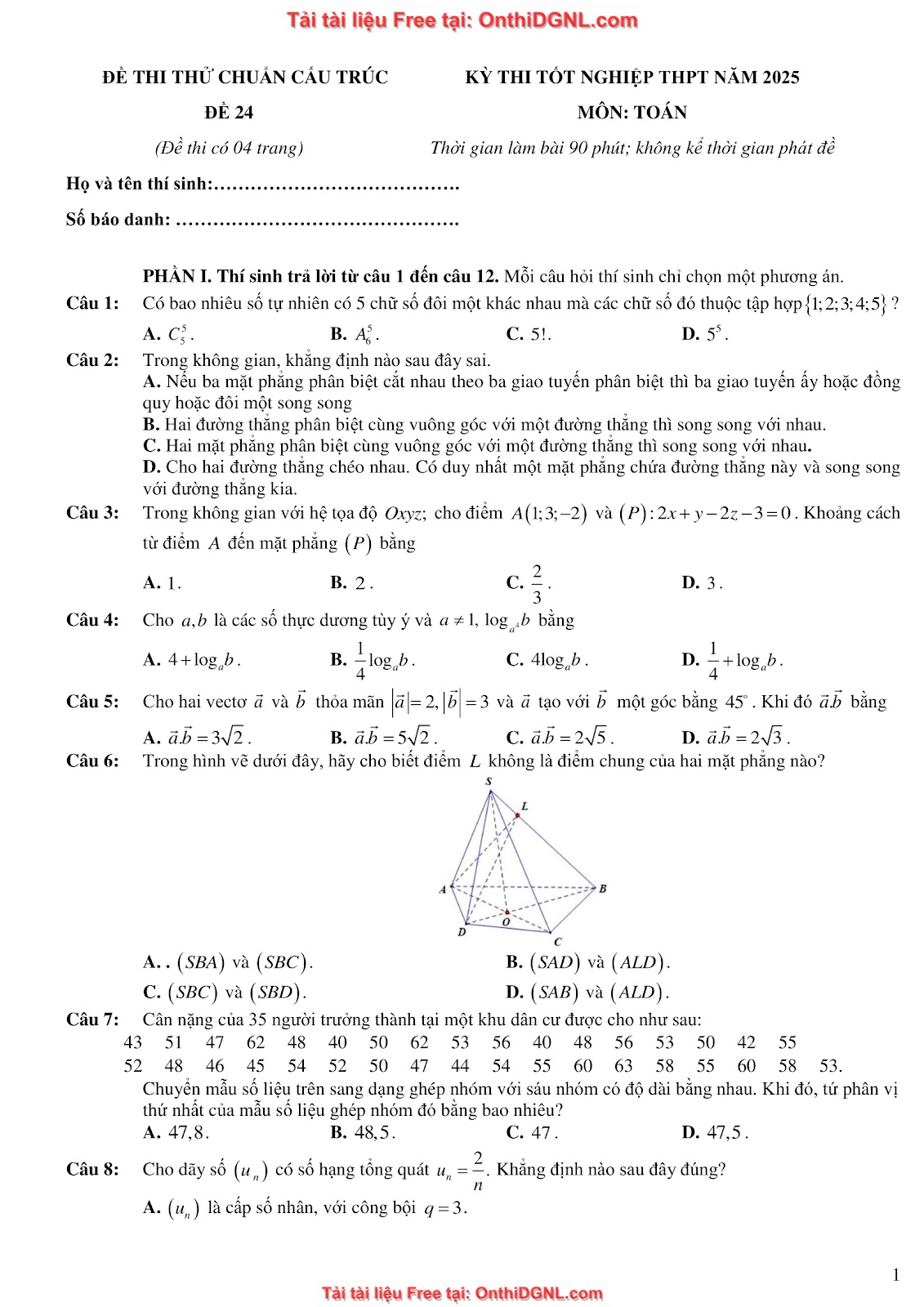 32 đề phát triển minh họa môn toán - có đáp án