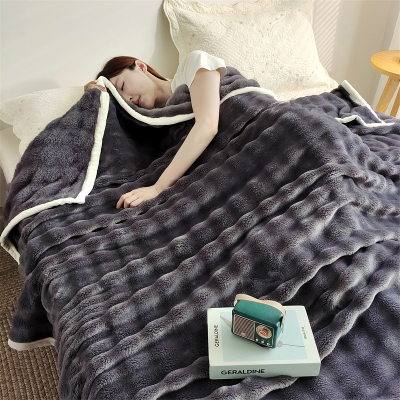 Fluffy Milk Fiber Fleece Blanket, extra thick