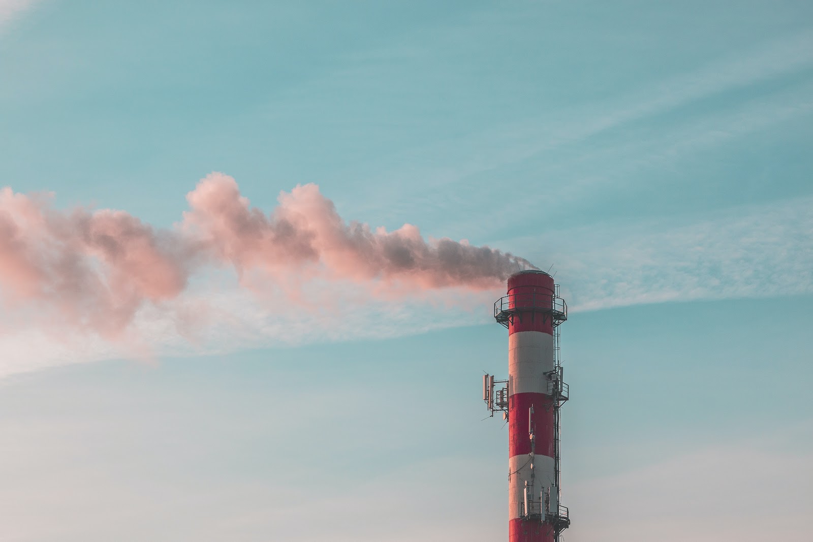 Smoking chimney in red and white