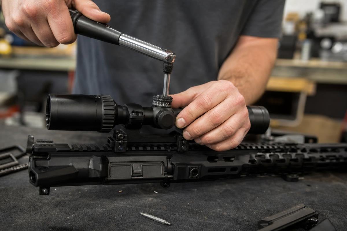 step-by-step how to mount a scope on an AR-15 with rings and torque wrench