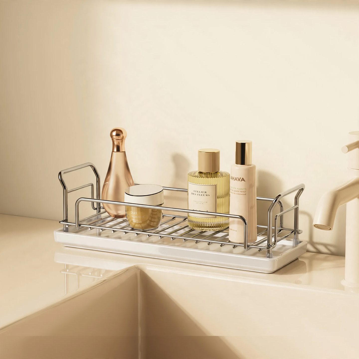 Stainless steel bathroom shelf, single or double layer