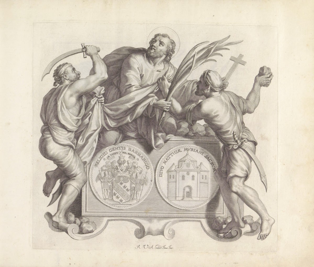 Wapen van de familie Barbarigo en de dood van de heilige Mattias 1673 1743