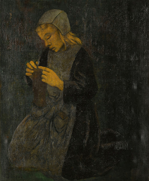 Jeune bretonne tricotant circa1896