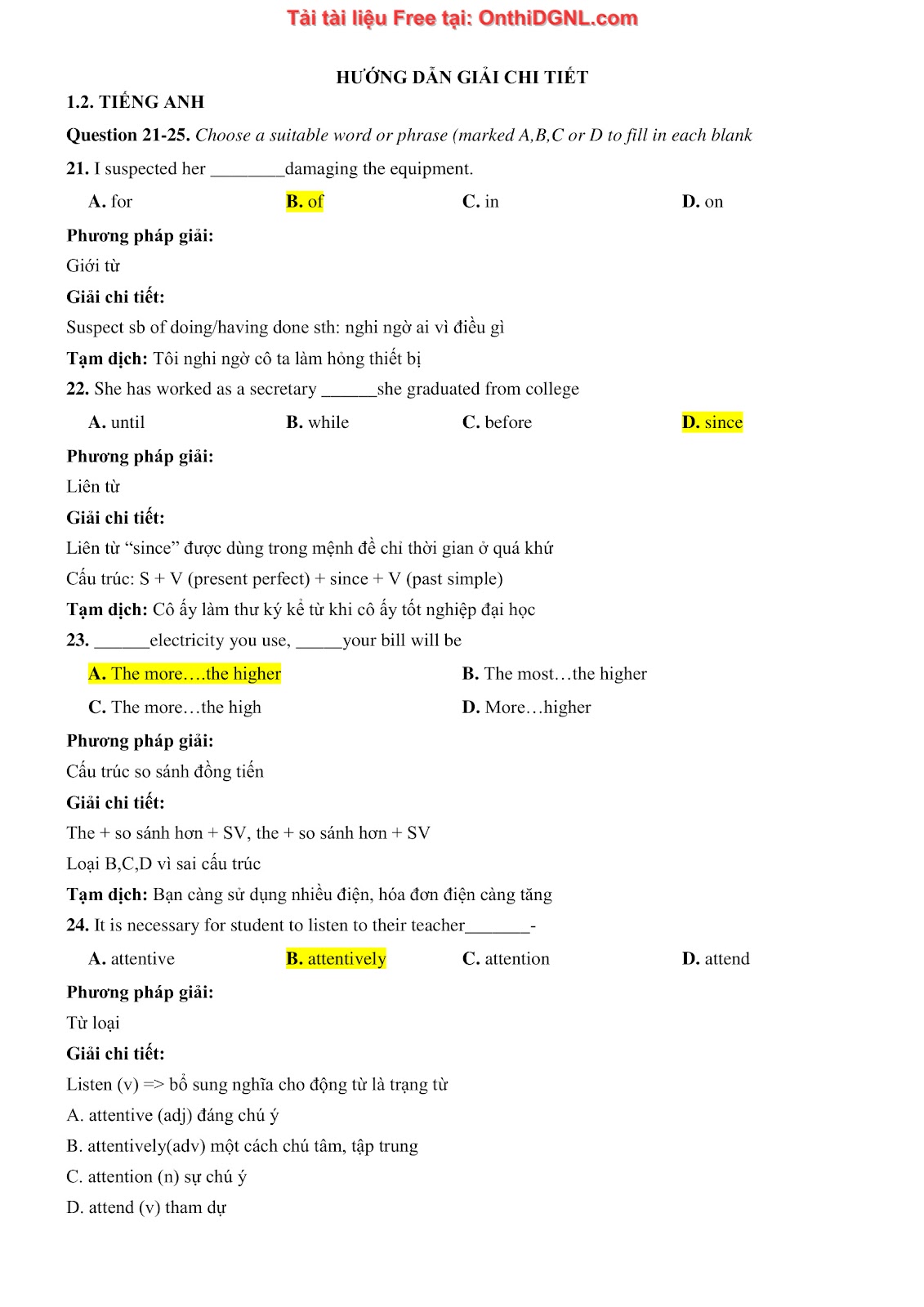 800 bài tập môn Tiếng Anh - Ôn thi ĐGNL ĐHQG TP HCM Phần 35