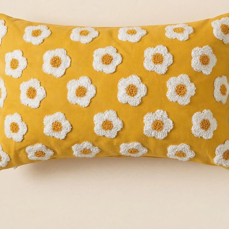 Geometric lumbar pillow, 30×50 cm, tufting design