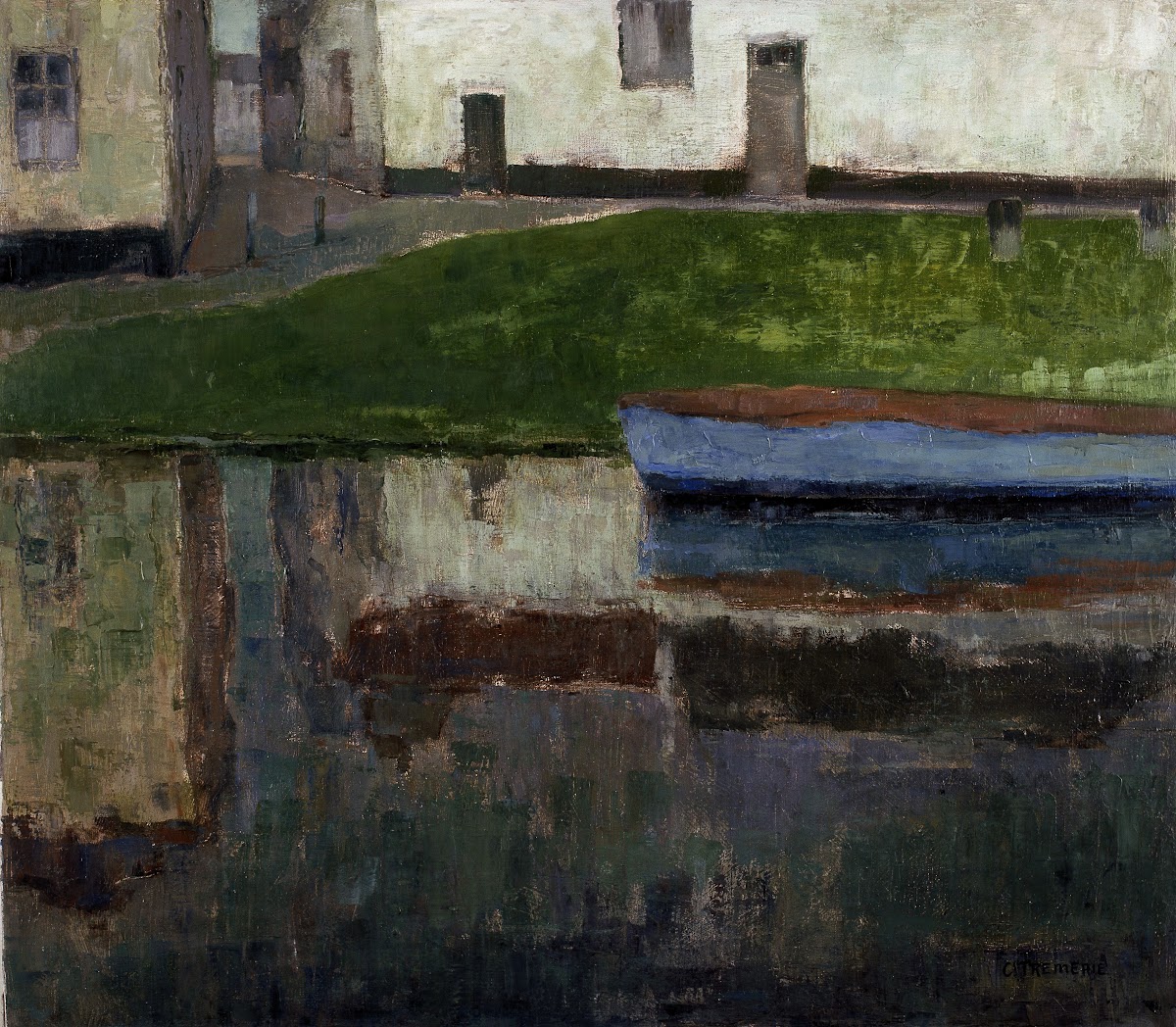 Blue Barge on the River Scheldt 20th century