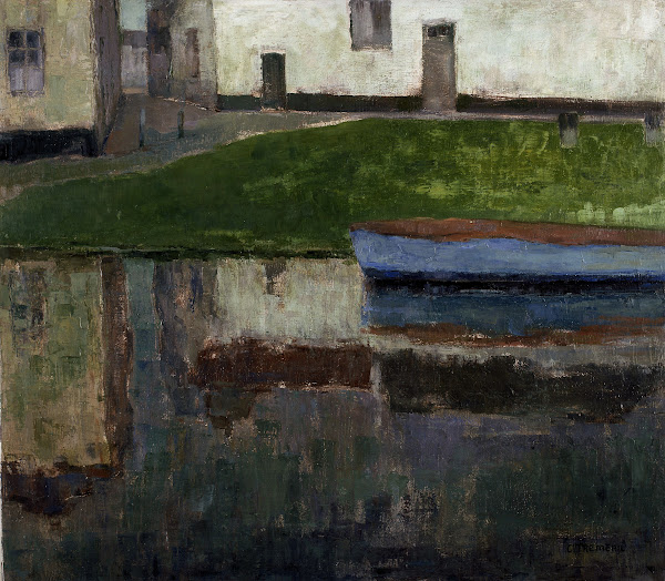 Blue Barge on the River Scheldt 20th century