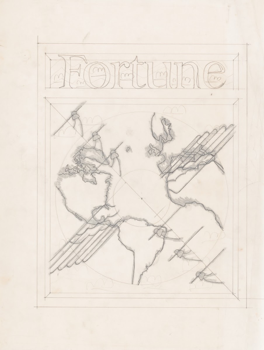 Graphic designs for Fortune magazine Study of telephone poles 1935