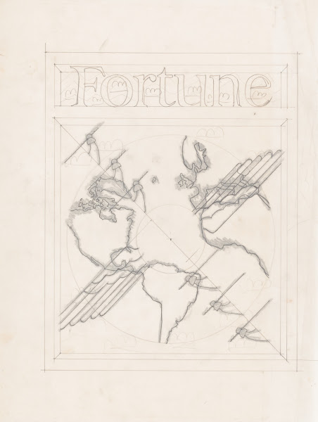 Graphic designs for Fortune magazine Study of telephone poles 1935