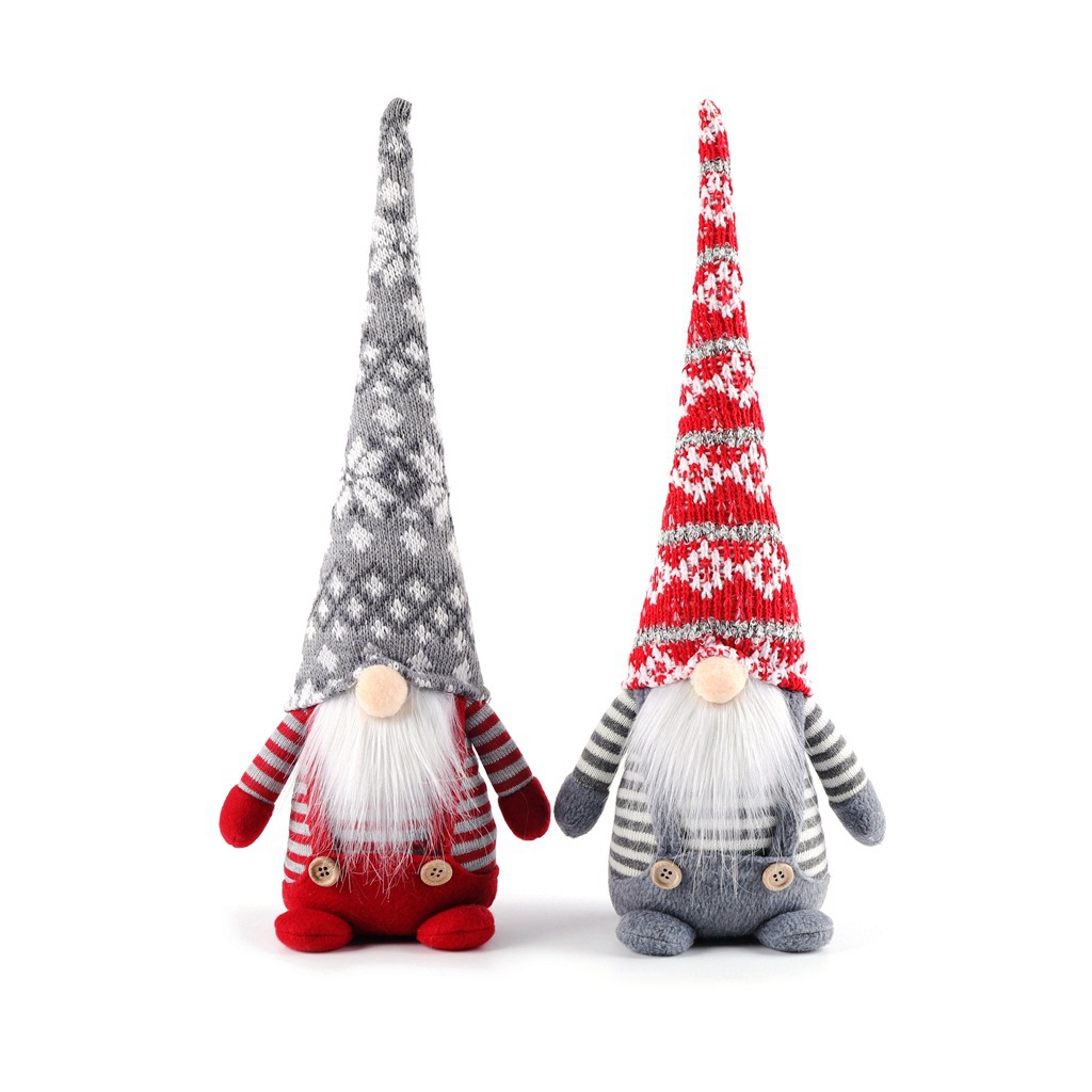 Weihnachts-Wichtelfigur mit Strickmütze, sitzend
