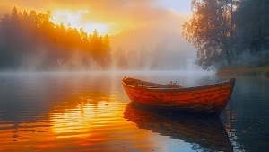 Lake Boat Wallpaper