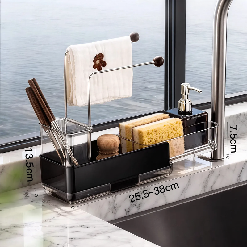 Stainless steel kitchen rack, extendable, for sink
