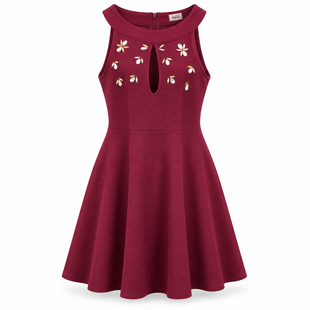 Dama - Rochie Pinkie Collection L vișinie cu aplicații decorative