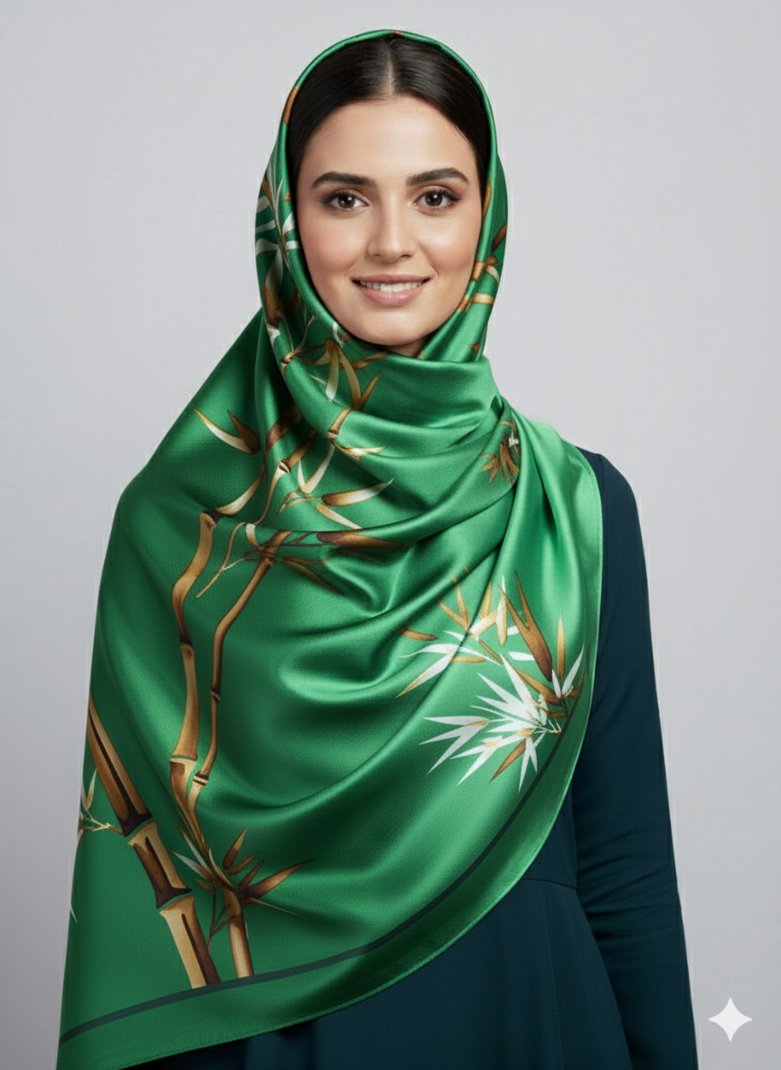 Forest Green Hijab | Satin Scarf