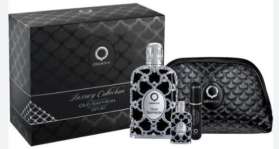 ESTUCHE ORIENTICA OUD SAFFRON UNISEX 4PZS 80ML EDP + 10ML EDP + ATOMIZADOR + COSMETIQUERA