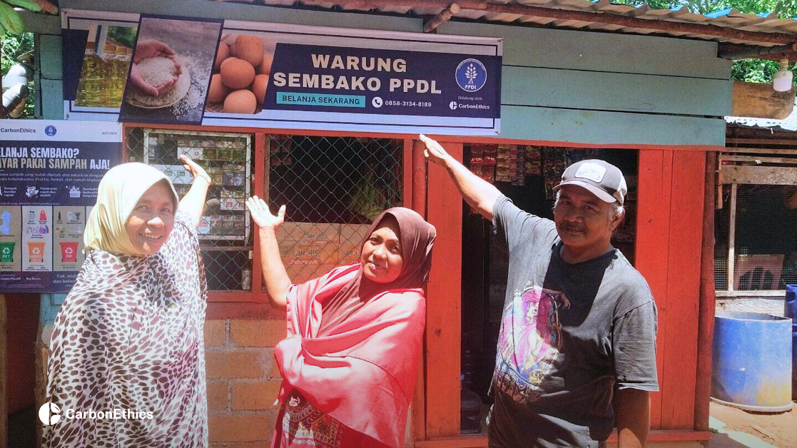 Local communities in front of the Warung Sembako.