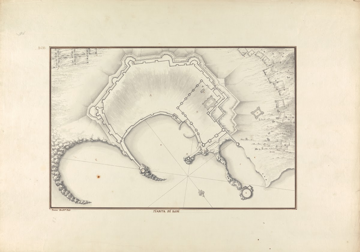 Pianta di Rodi ca 1750