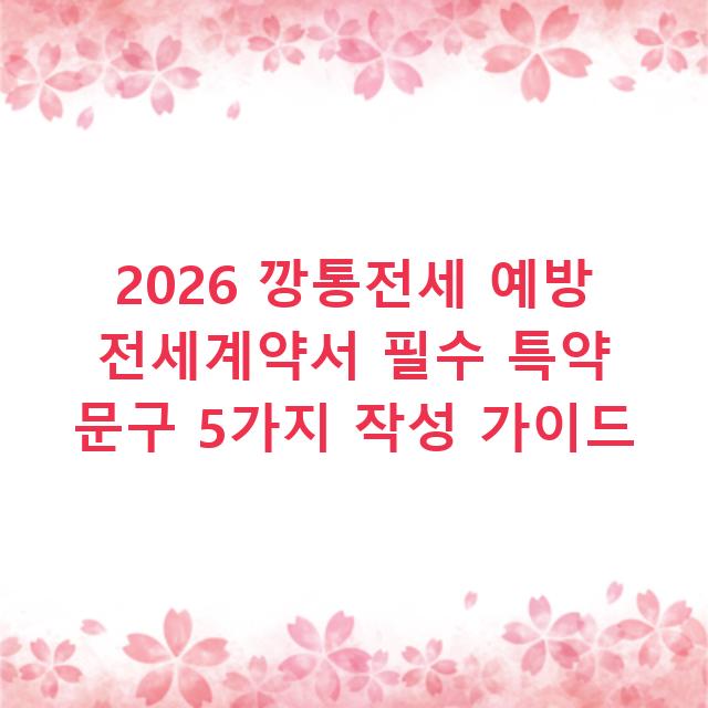 2026 깡통전세 예방 전세계약서 필수 특약 문구 5가지 작성 가이드