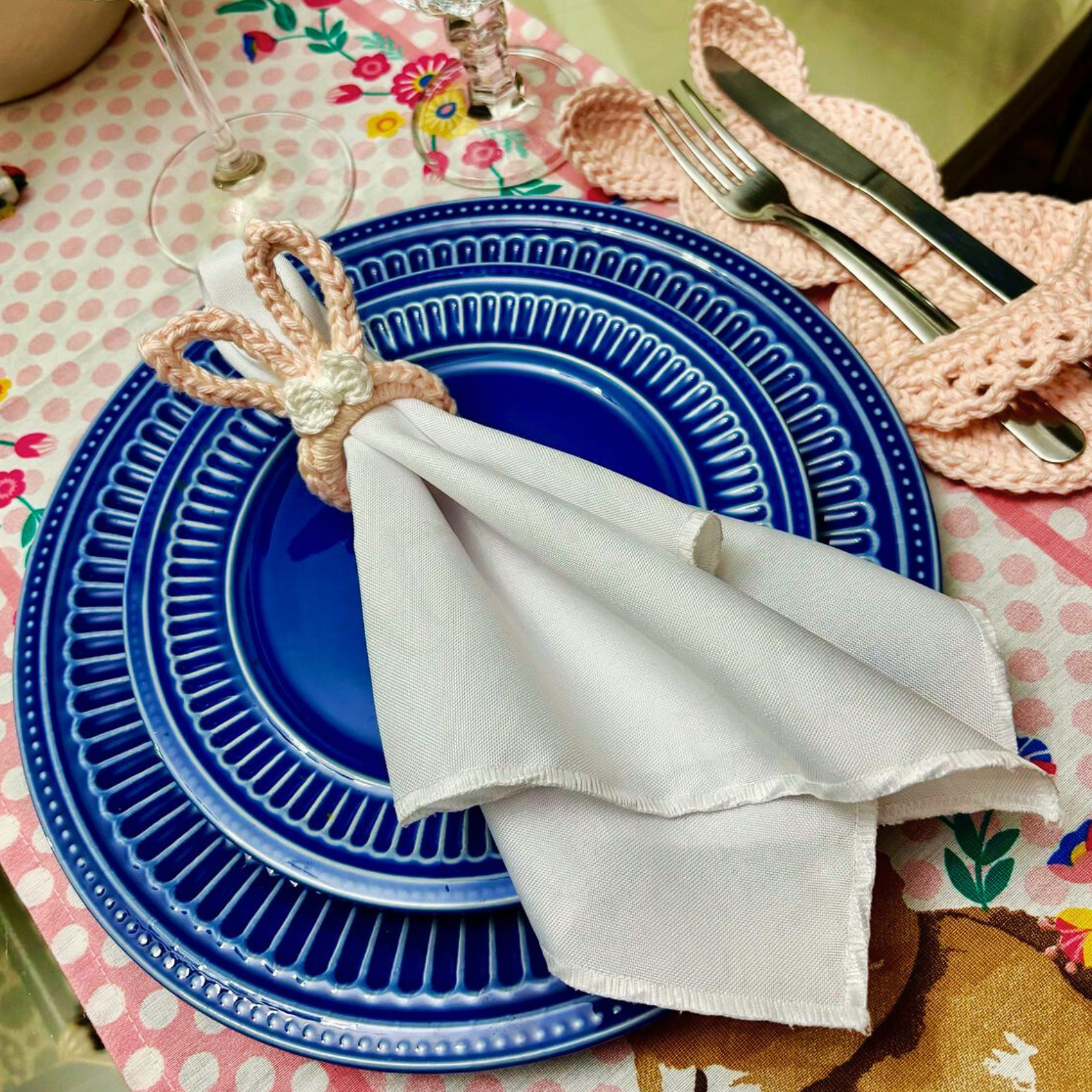 Porta-talheres em Crochê