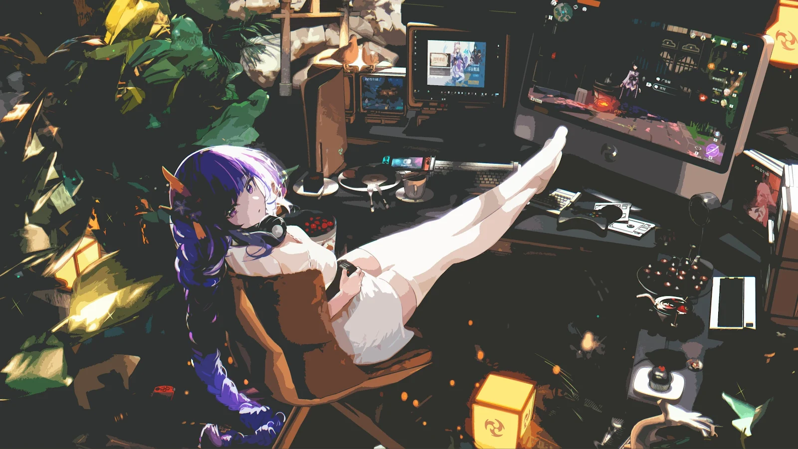Gamer, Anime, Gaming Setup, Digital Art 4K Wallpaper Background (3840x2160)