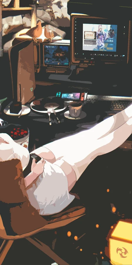 Gamer, Anime, Gaming Setup, Digital Art 4K Phone Wallpaper