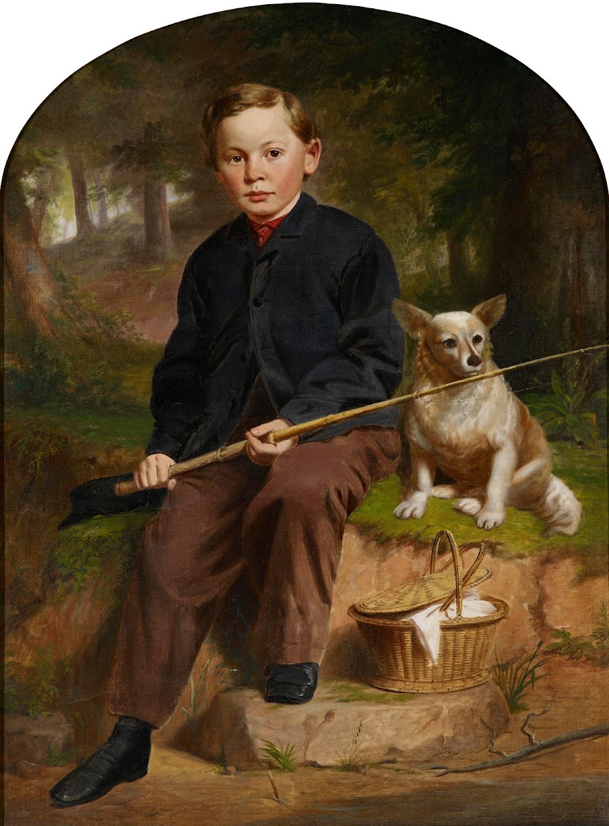 Portrait of Charles H Brewer Boy Fishing with Dog 1868