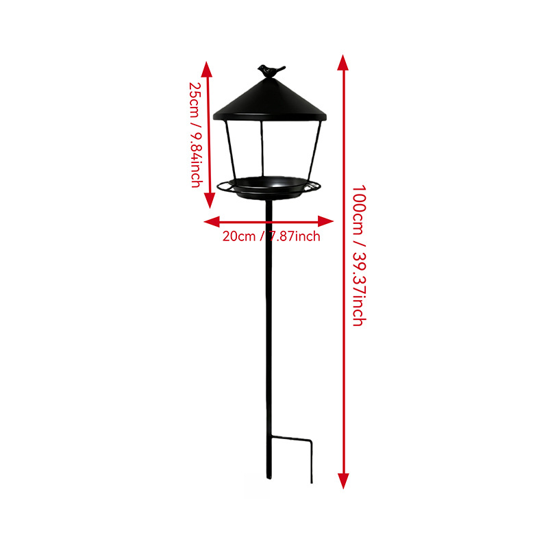 Bird feeding station with iron ground stake