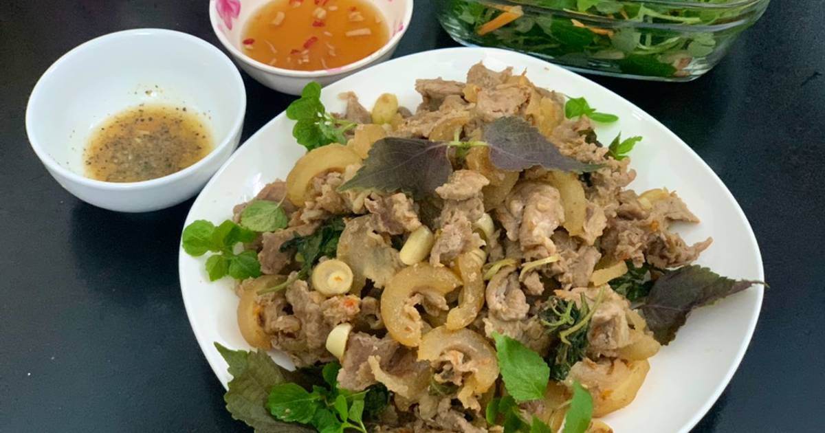 Bò hấp sả - tía tô