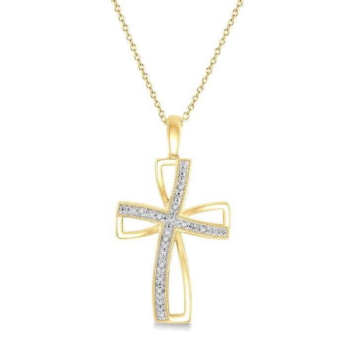 Gold Vermeil Cross Diamond Fashion Pendant