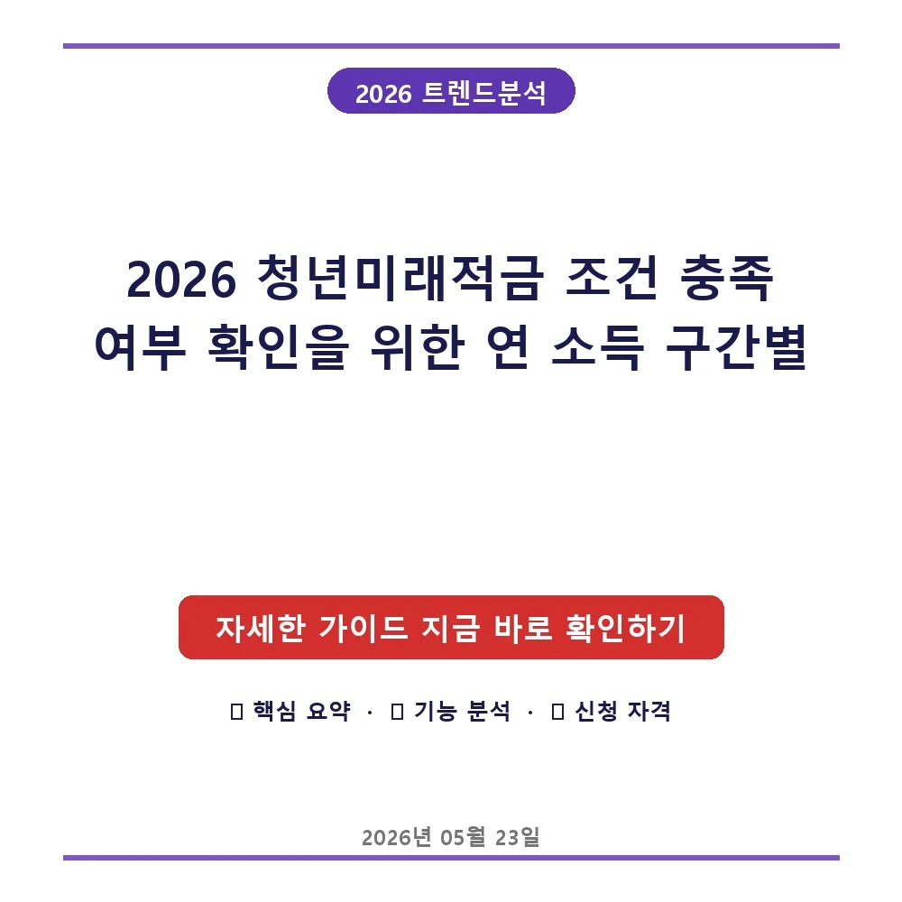 2026 청년미래적금 조건 충족 여부 확인을 위한 연 소득 구간별 매칭 지원금 비교 및 청년도약계좌 전환 신청 매뉴얼