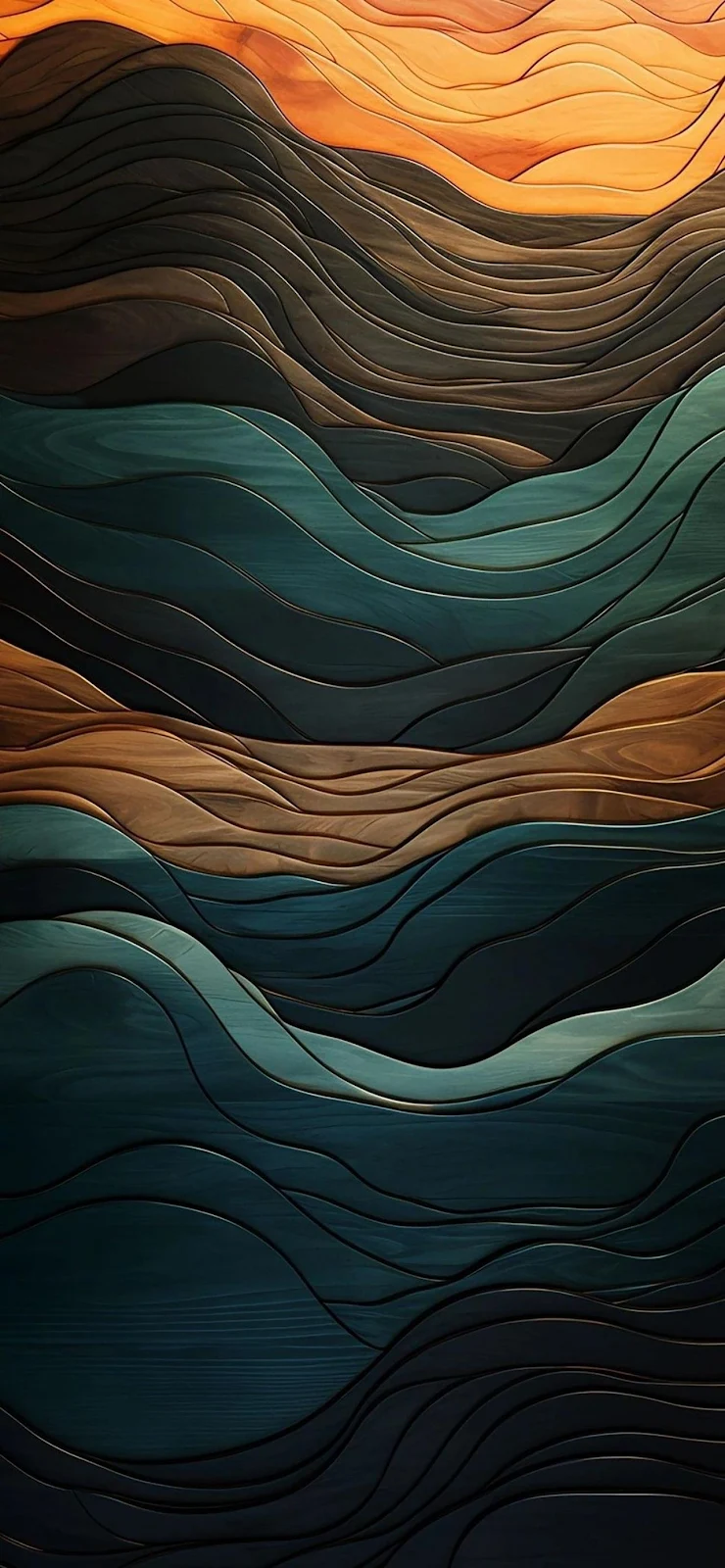 Abstract Layered Wood Waves - Abstract Wood Art Full HD iPhone Wallpaper (1284x2778)