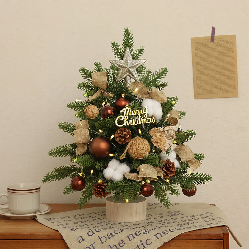 Compact PE Christmas tree with decoration set
