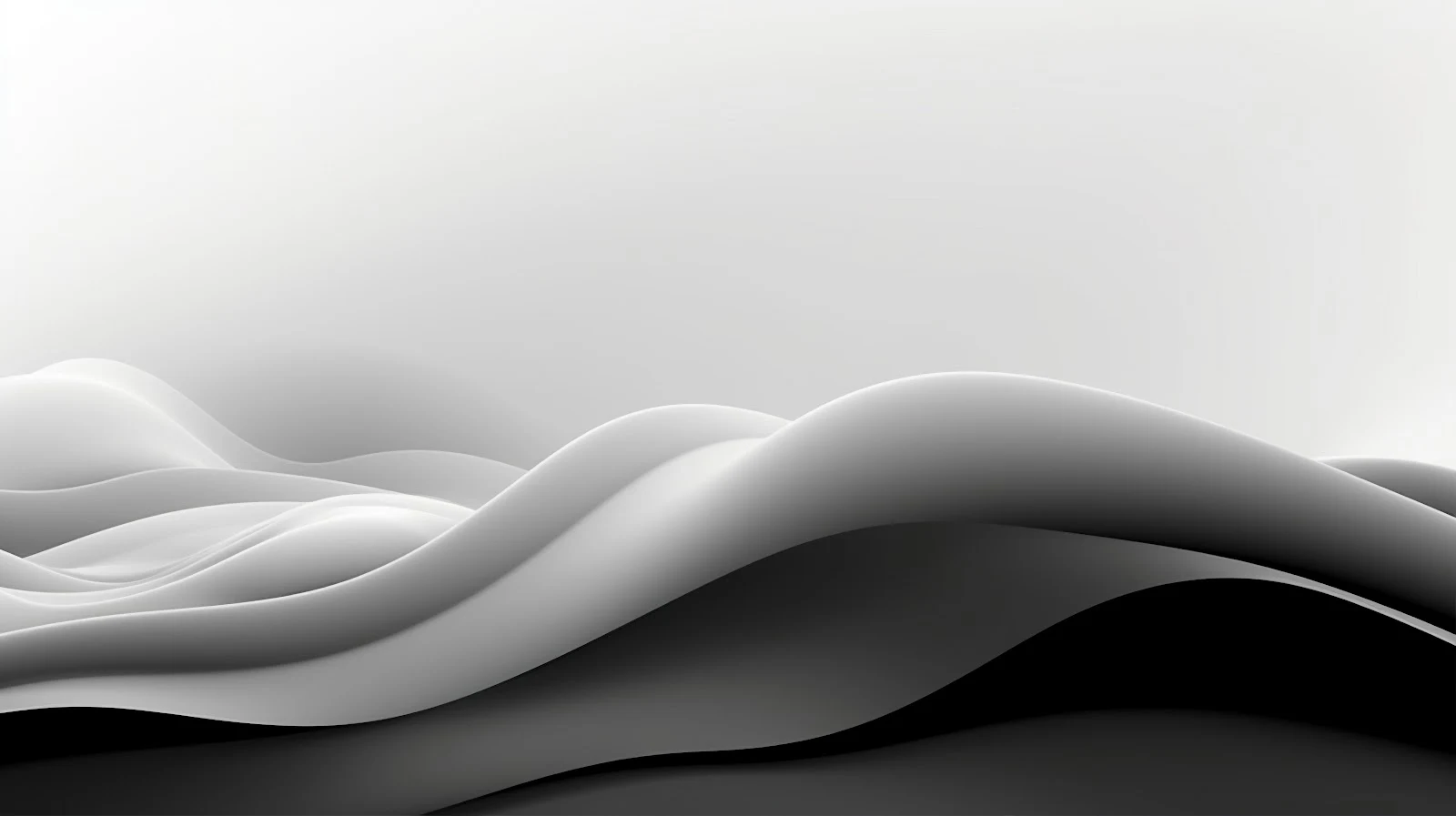 Minimalist Flowing Gray Waves - 3D Digital Art 5K Wallpaper (5824x3264)