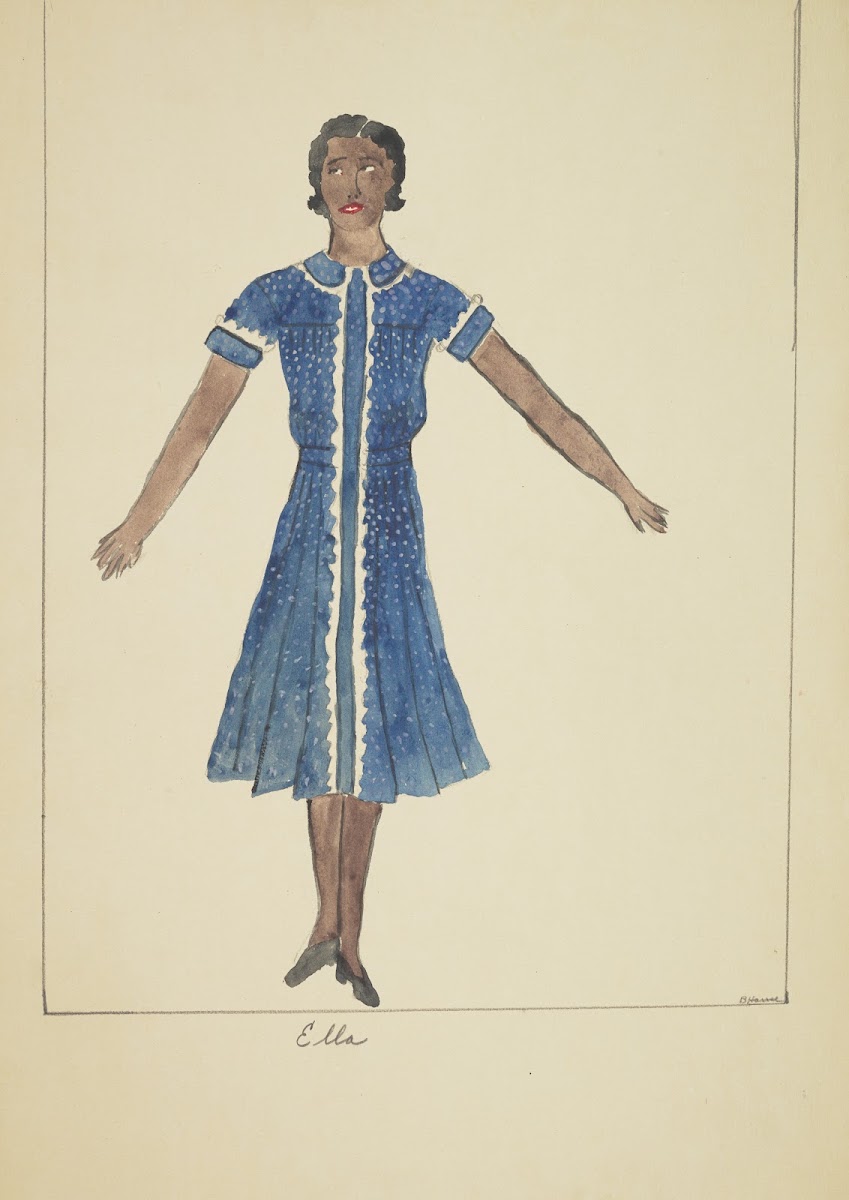 Run Little Chillun Ella Blue dress with white lace 1934 1943