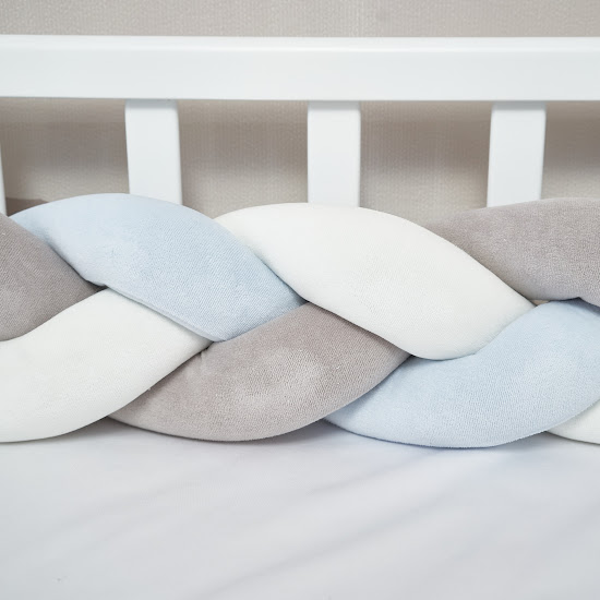 Бампер - косичка Twins 3-х прядная 200 см голубой