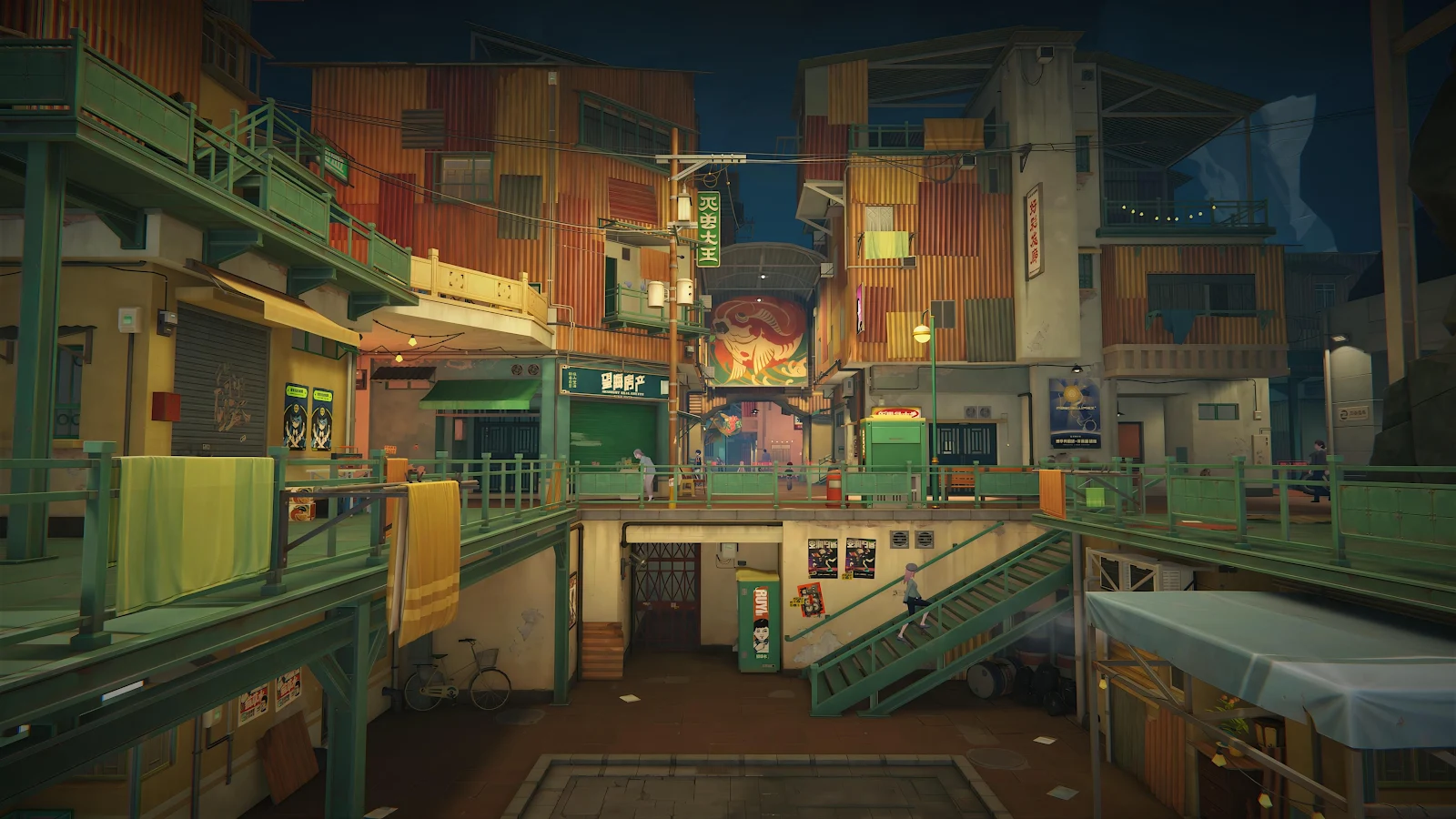 Valorant Split Mid Area Map - Stylized 3D Art 4K Wallpaper (3968x2232)