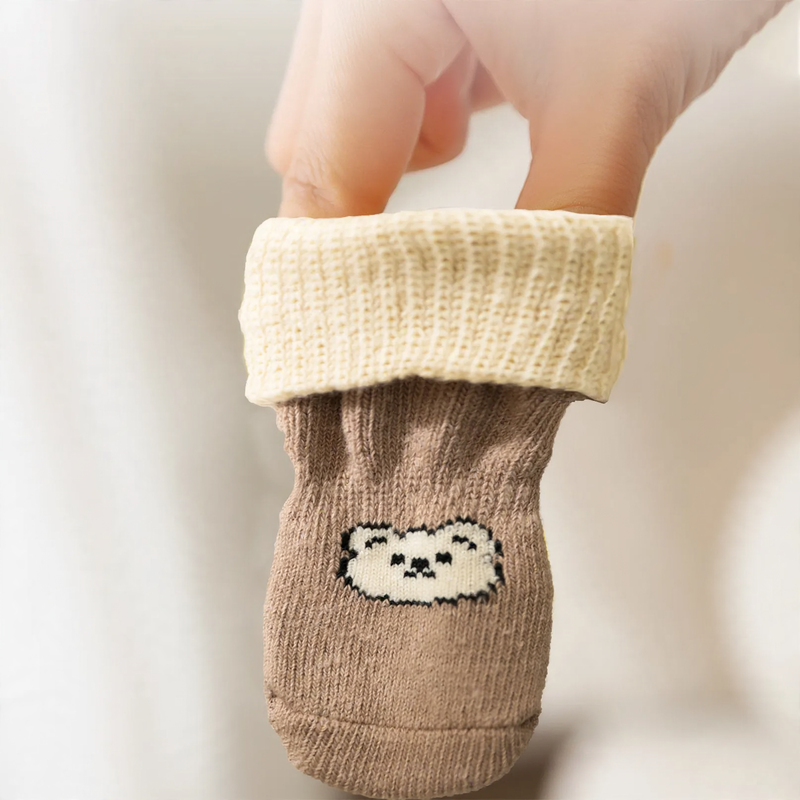 Dog socks, cotton, 4-piece set, non-slip