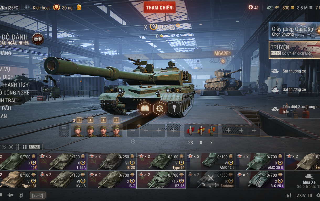Acc World of Tanks PC gồm 6 tank X BZ-75, 113, IS-7, T-62A,...