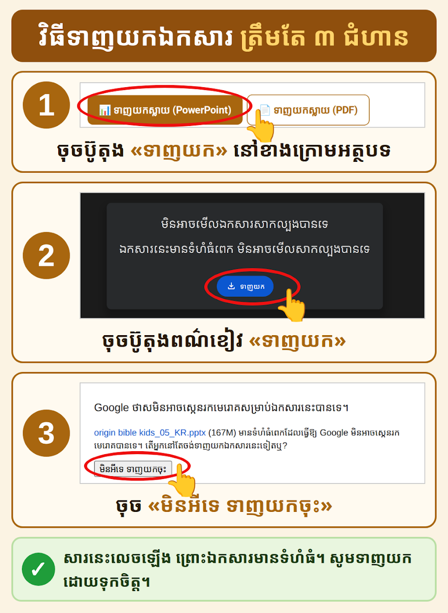 វិធីទាញយកឯកសារ ៣ ជំហាន