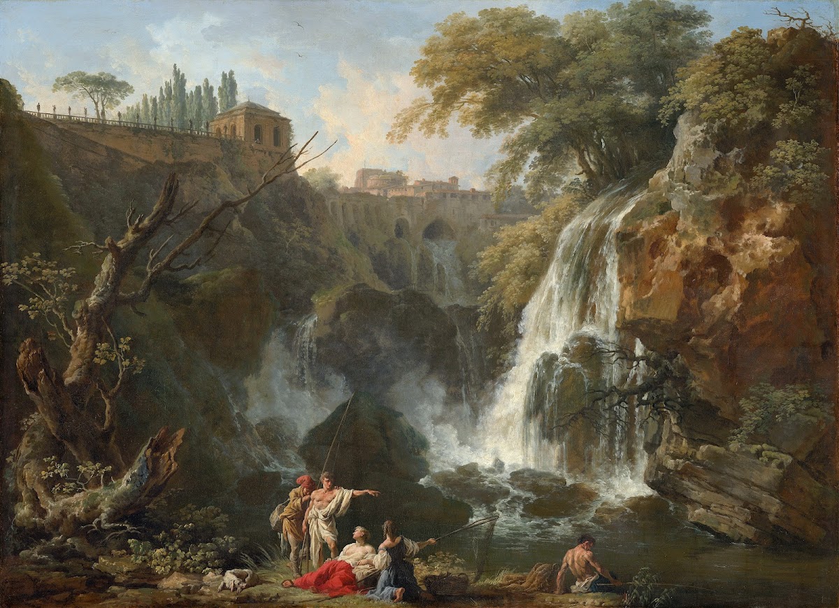 The Waterfalls at Tivoli with the Villa of Maecenas c 1740   1750