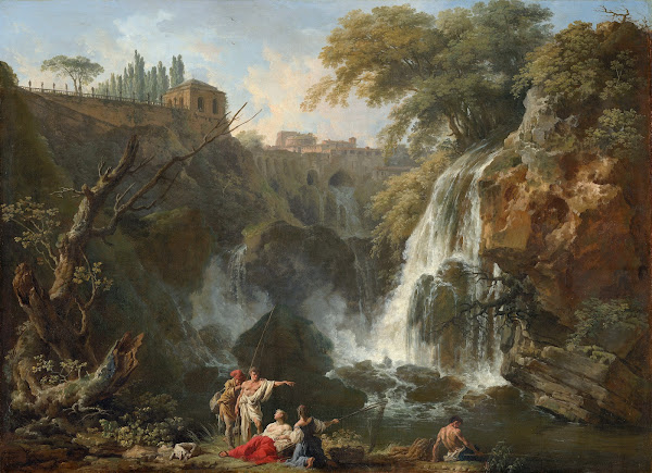 The Waterfalls at Tivoli with the Villa of Maecenas c 1740   1750