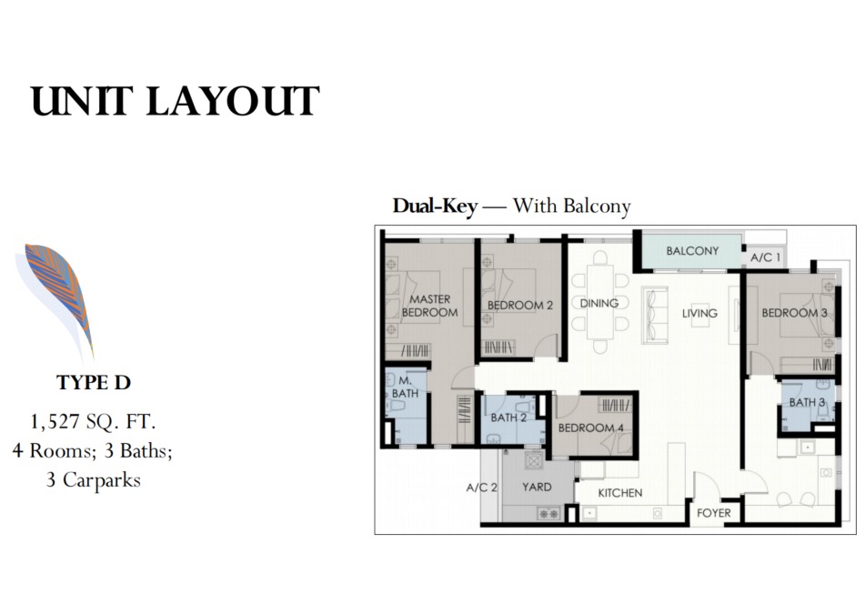 Forest Hill Type D floor plan — 1297 sq ft, 4 bedrooms