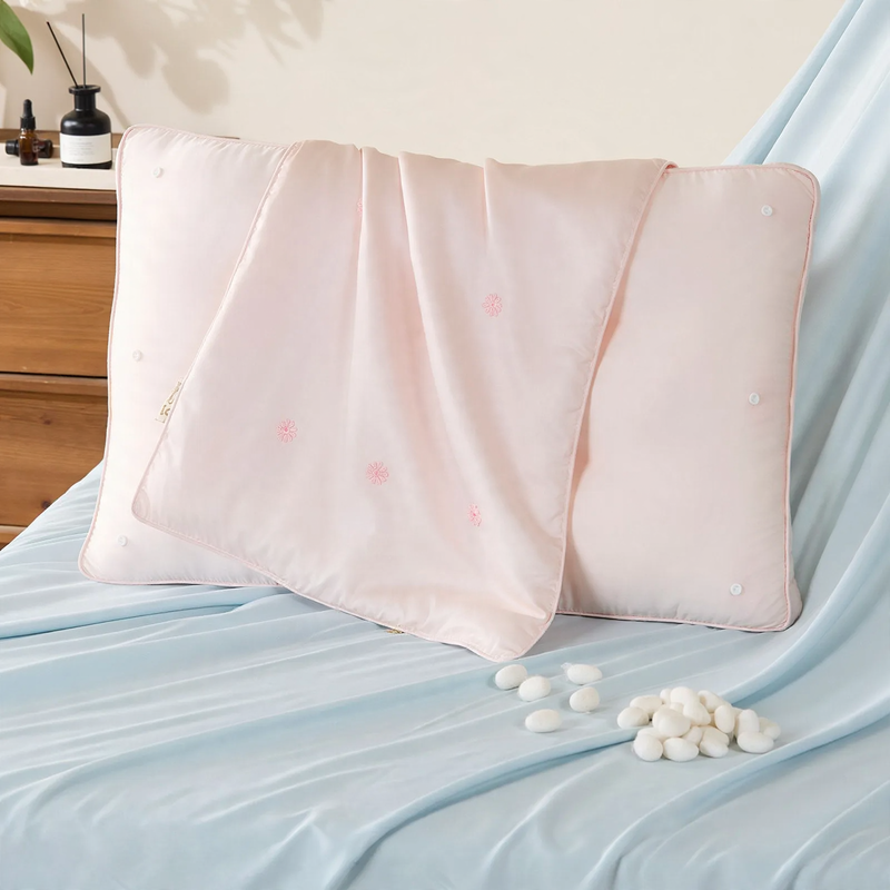 Silk pillow with neck support, 48×74 cm